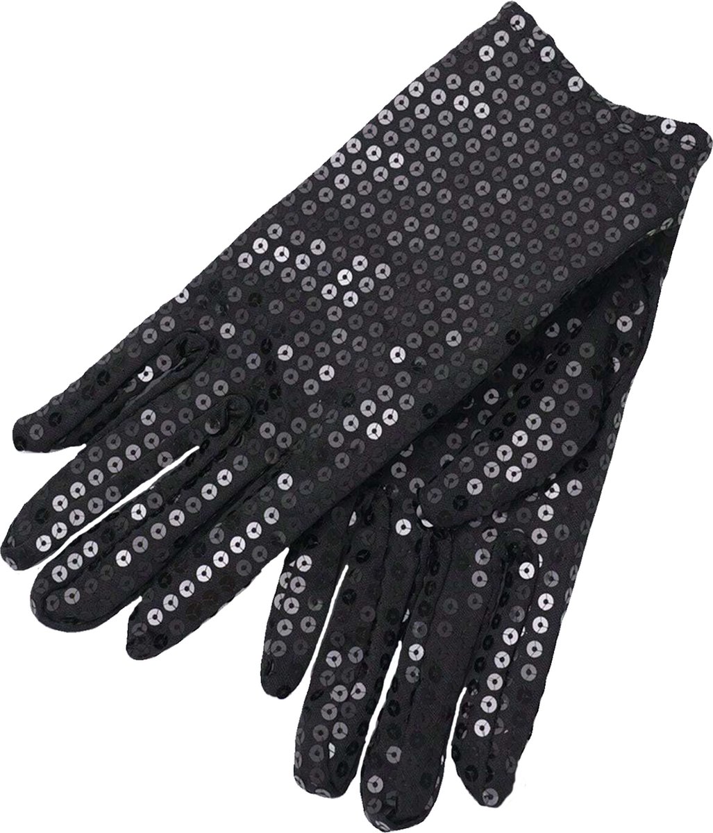 Glitter Handschoenen - Zwart | Pailletten/Polyester | Maat S/M | Fashion Favorite